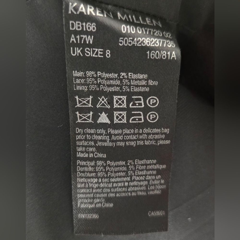 Karen Millen Black & Gold Lace Panel Pencil Dress - Size 4 - Picture 12 of 12